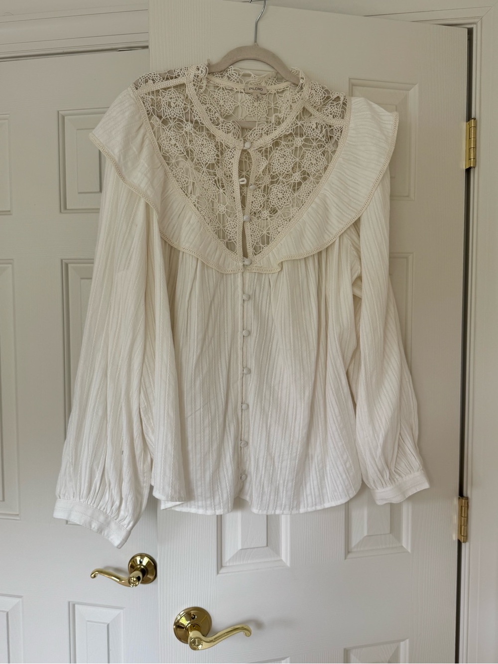 Pilcro by Anthropologie Lace Yoke Boho Blouse 3X | Cottagecore Romantic